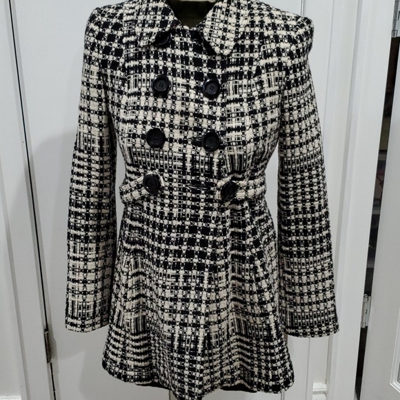Vintage Jackets & Blazers - Classic Houndstooth Coat – Marvin Richards, Size Small, Black & White, Stylish